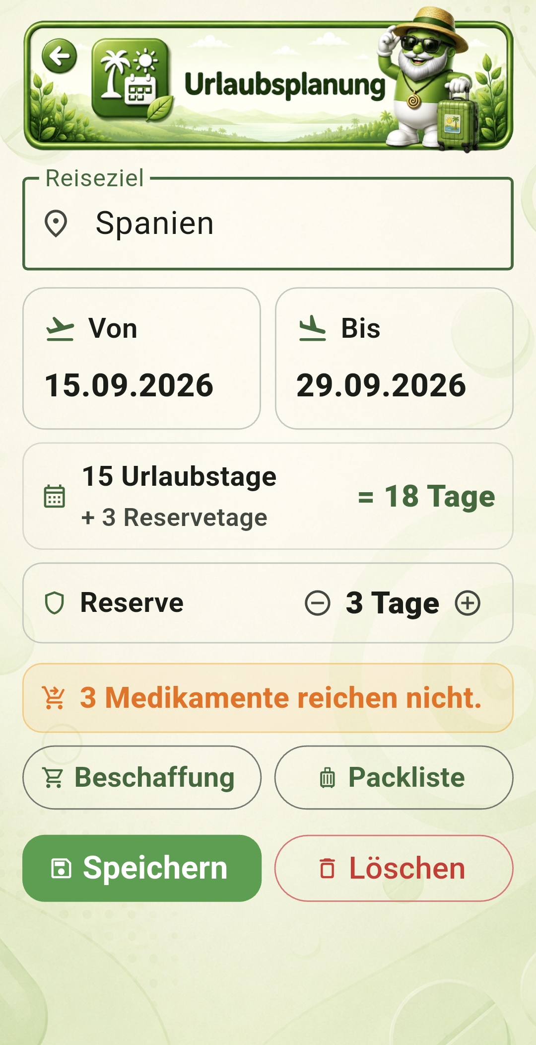 Urlaubsplanung in MediHüter